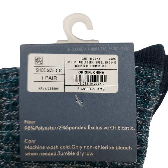 Universal Thread Crew Boot Socks 1 Pair Womens Size 4-10 Navy Comfort Casual - Picture 6 of 6